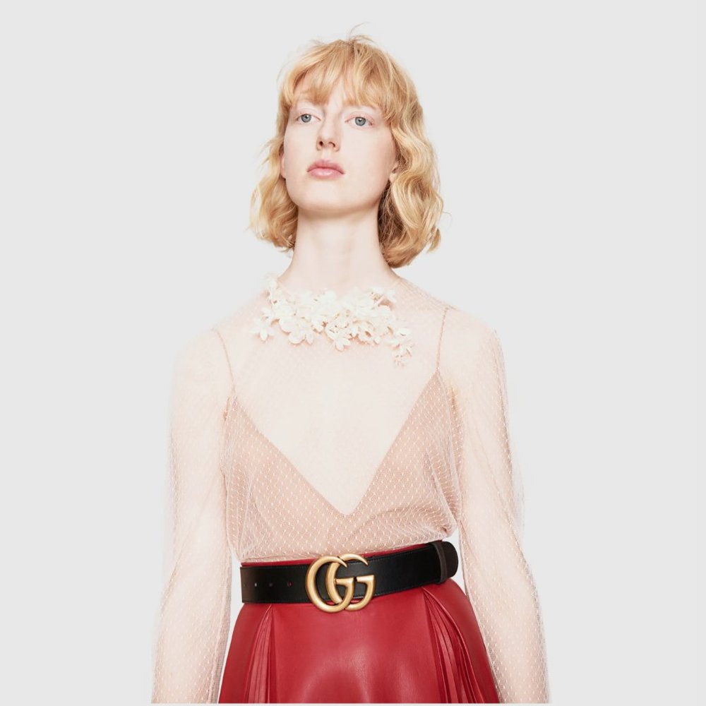Gucci Re-Edition Wide Leather GG Belt - Picture 6 of 6